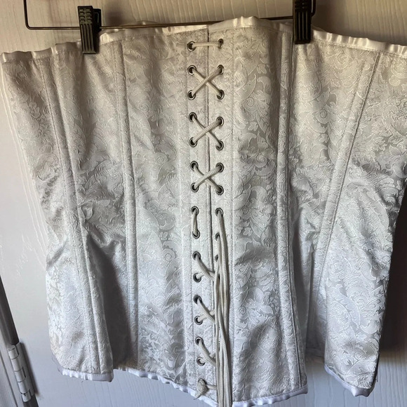 Unbranded lace up corset bodice white ivory brocade size 36 - Picture 3 of 8